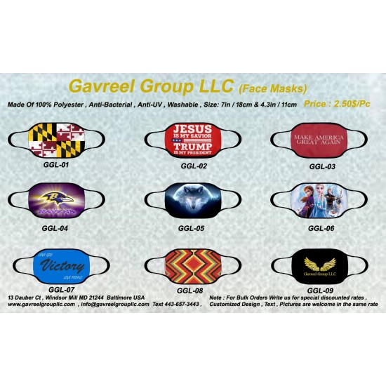 Fabric Sublimated Face Masks / Textile Face Masks 