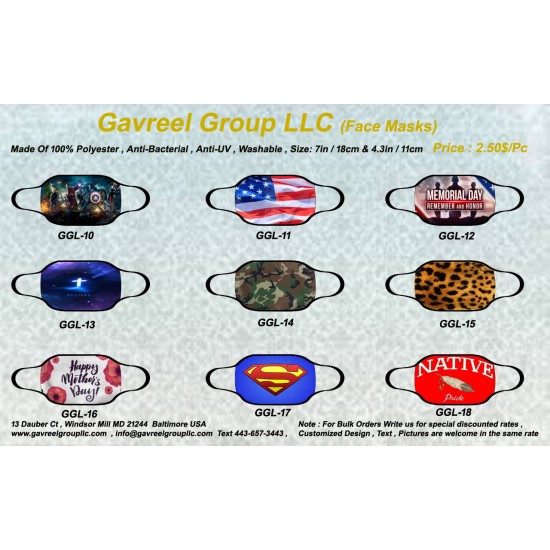 Fabric Sublimated Face Masks / Textile Face Masks 