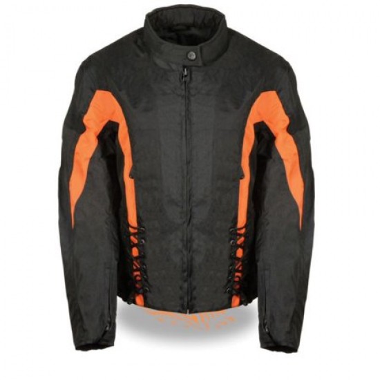Textile Jacket Ladies Orange w/ Side Stretch & Lacing