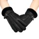 High quality Goat Sheepskin Fur Leather Winter Gloves Fashion Soft Black Leather Gloves for Men Women